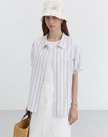 UNISEX CLASSIC HOLIDAY SHIRT SKY BLUE STRIPE_UDSH5B126B1
