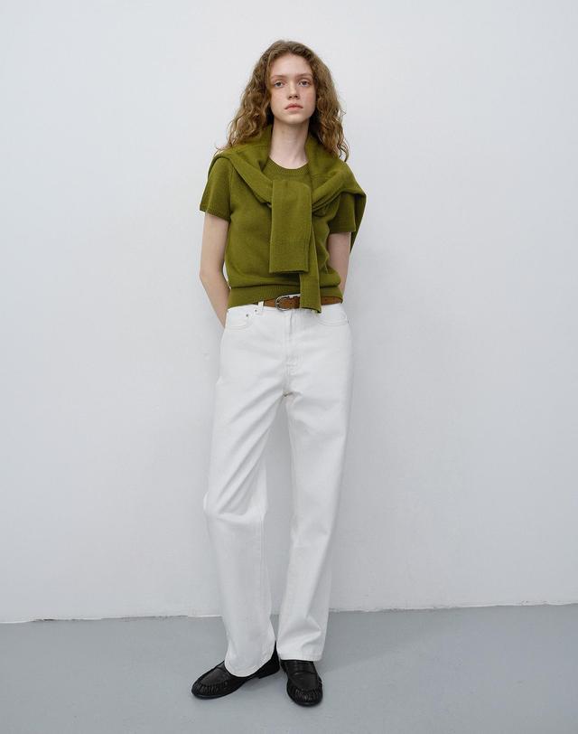 던스트 ESSENTIAL STRAIGHT FULL LENGTH JEANS OFF WHITE_UDPA6C207OW 흰색 착용컷
