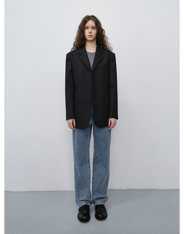 던스트 ESSENTIAL STRAIGHT FULL LENGTH JEANS CLASSIC BLUE_UDPA6C207B2 블루 착용컷