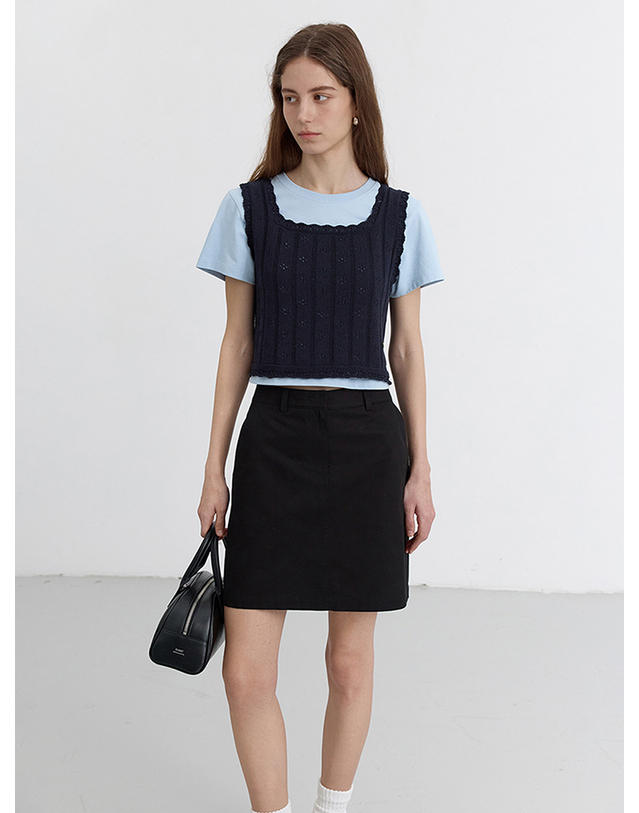 던스트 A-LINE MINI SKIRT BLACK_UDSK5B227BK 블랙 착용컷