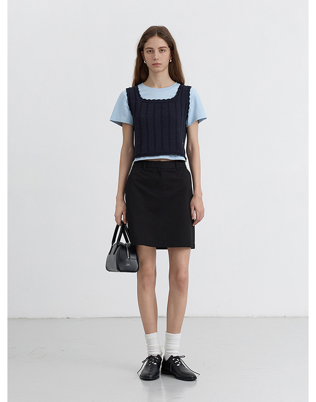 던스트 A-LINE MINI SKIRT BLACK_UDSK5B227BK 블랙 착용컷