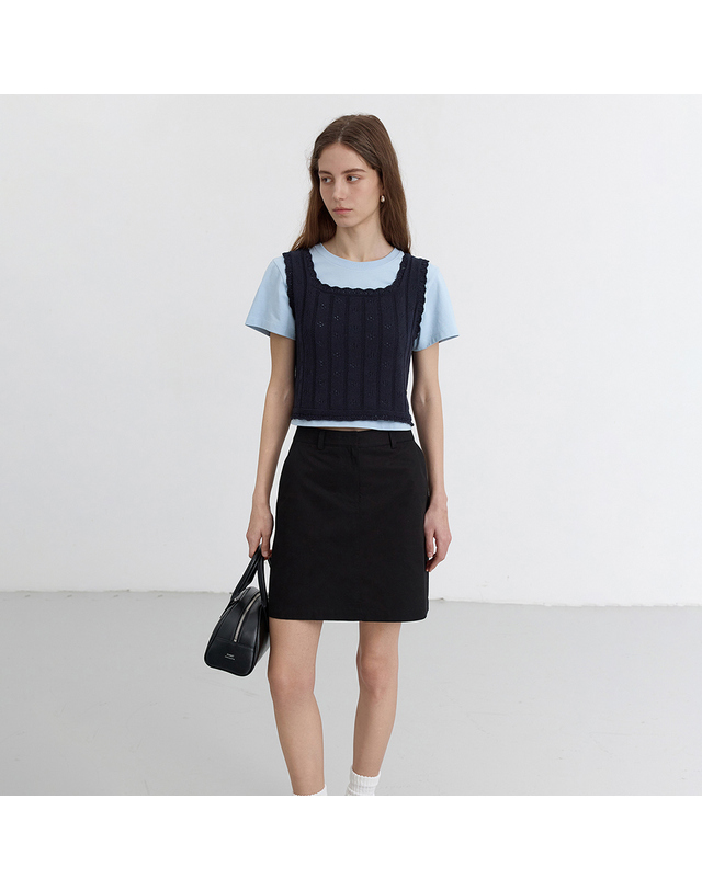 던스트 A-LINE MINI SKIRT BLACK_UDSK5B227BK 블랙 착용컷