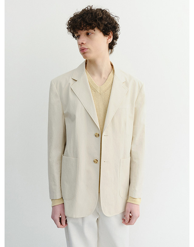 던스트 UNISEX CLASSIC LINEN JACKET CREAM_UDJA6B121CR 아이보리 착용컷