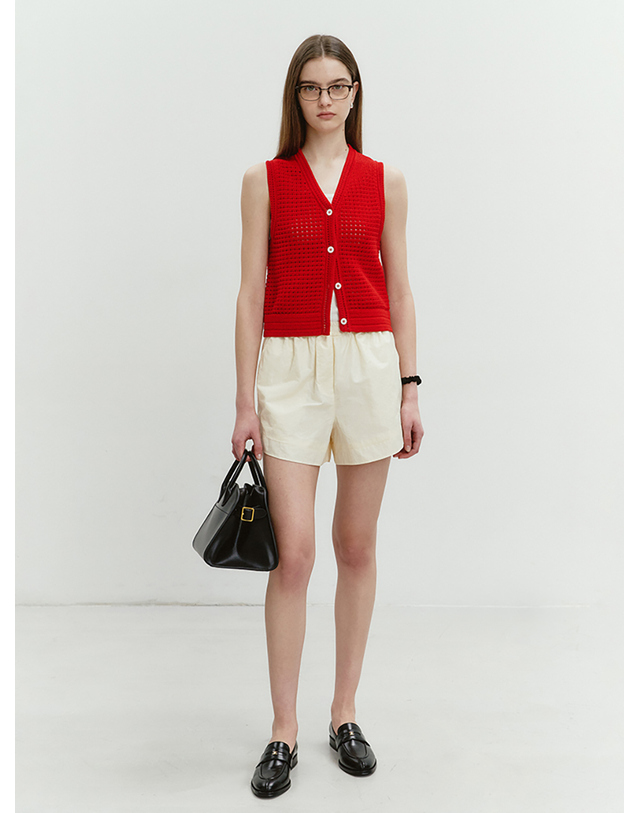 던스트 WOVEN BANDING SHORTS CREAM_UDPA4B235CR 아이보리 착용컷