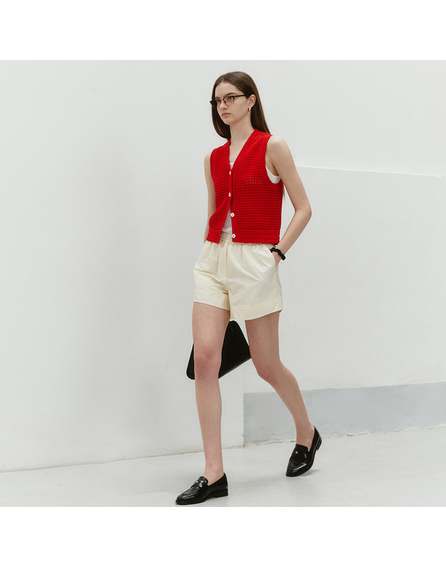 던스트 WOVEN BANDING SHORTS CREAM_UDPA4B235CR 아이보리 착용컷
