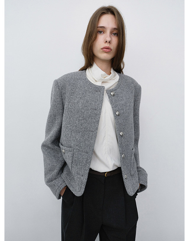 던스트 CLASSIC TWEED JACKET MELANGE GREY_UDJA6C203G2 그레이 착용컷
