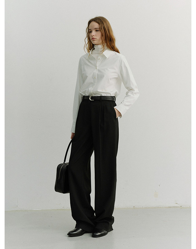 던스트 DOUBLE PLEATED SLACKS BLACK_UDPA6A204BK 블랙 착용컷