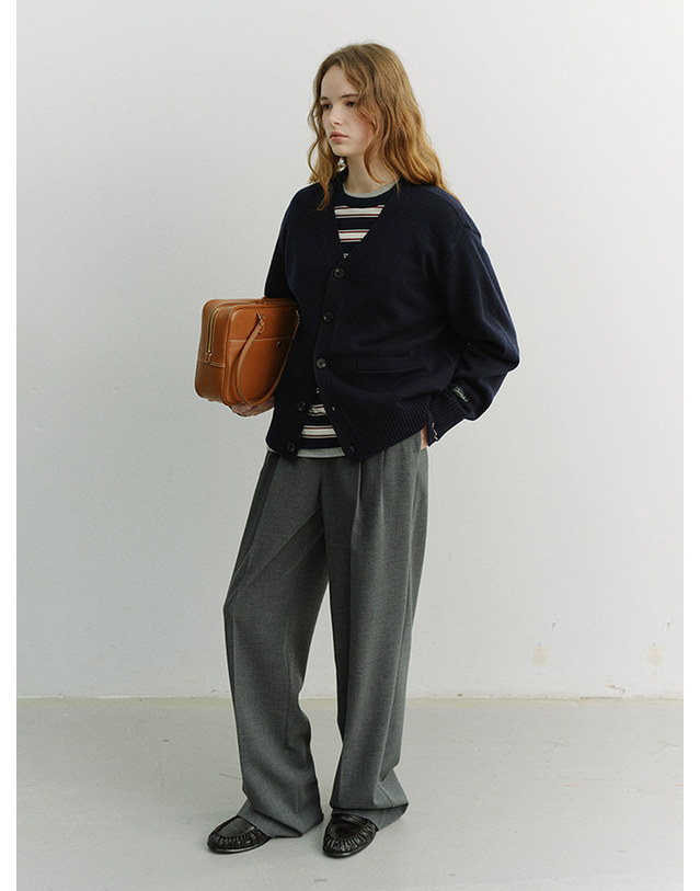 던스트 DOUBLE PLEATED SLACKS MELANGE GREY_UDPA6A204G2 그레이 착용컷