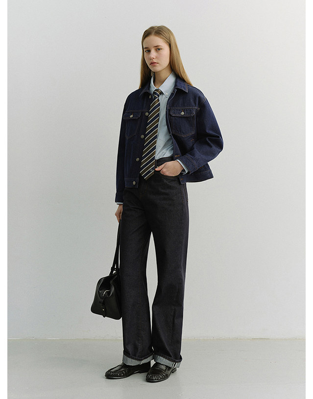 던스트 90S WIDE LEG NEW JEANS RAW DENIM_UDPA6A210N1 네이비 착용컷