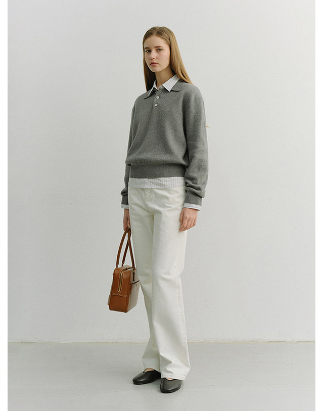 던스트 90S WIDE LEG NEW JEANS CREAM WHITE_UDPA6A210OW 흰색 착용컷