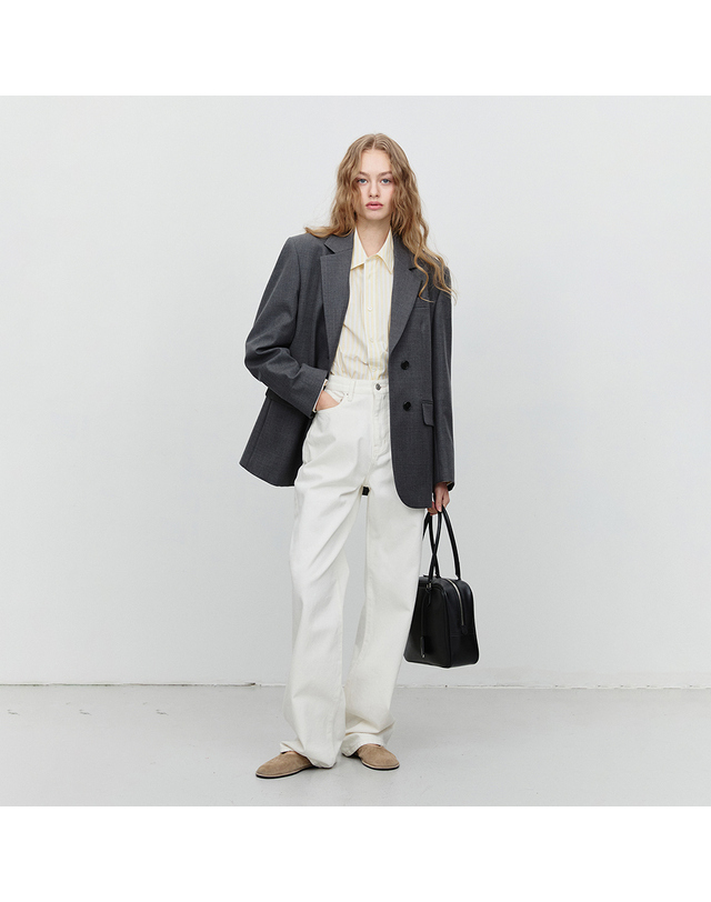 던스트 90S WIDE LEG NEW JEANS CREAM WHITE_UDPA6A210OW 흰색 착용컷