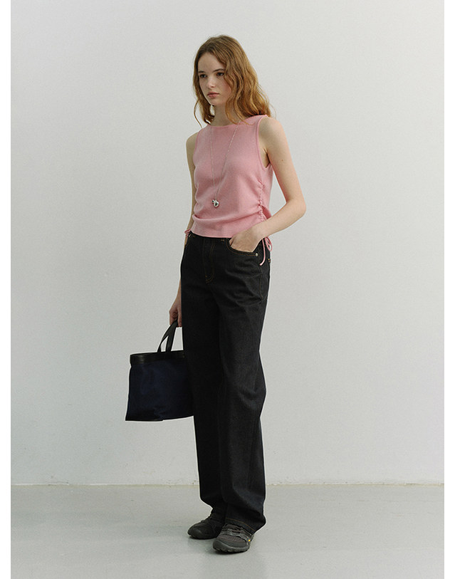 던스트 ESSENTIAL STRAIGHT FULL LENGTH JEANS RAW DENIM_UDPA6A217N1 네이비 착용컷