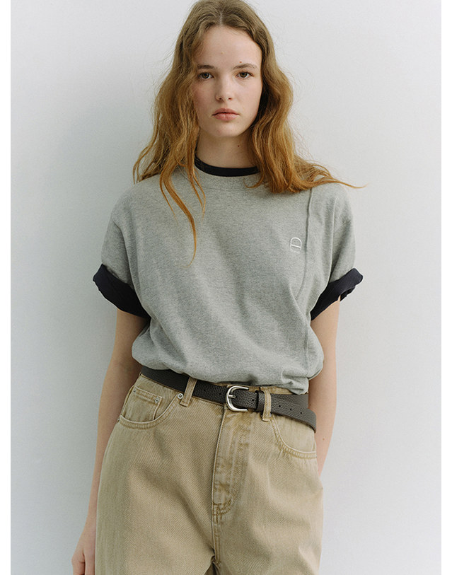 던스트 UNISEX LOGO CREASE T-SHIRT MELANGE GREY_M_UDTS6A111G2 그레이 착용컷