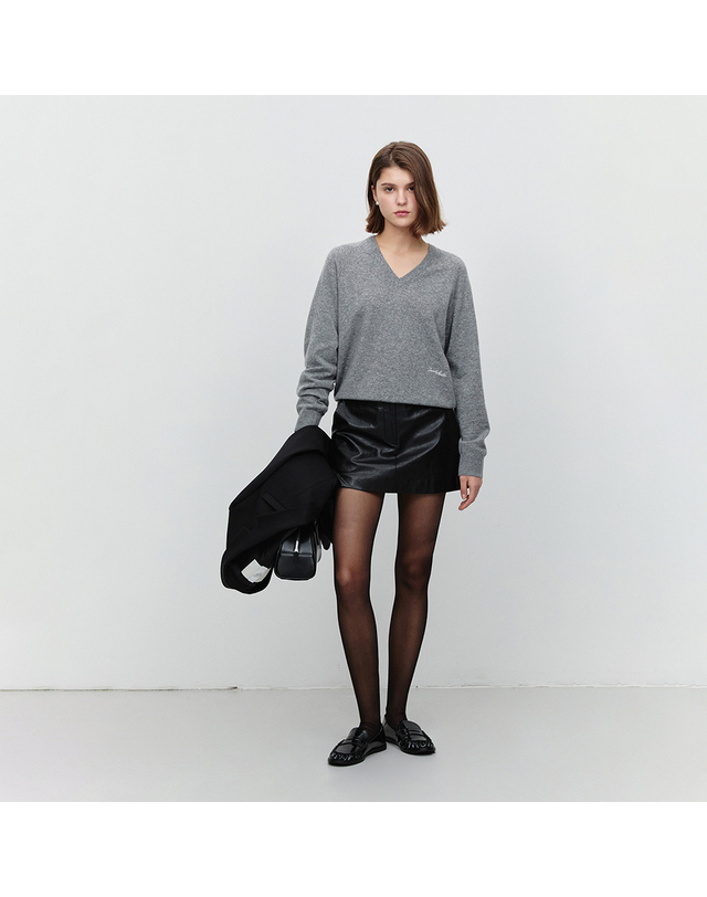 던스트 MICRO MINI VEGAN LEATHER SKIRT LEATHER BLACK_UDSK5A215BK 블랙 착용컷