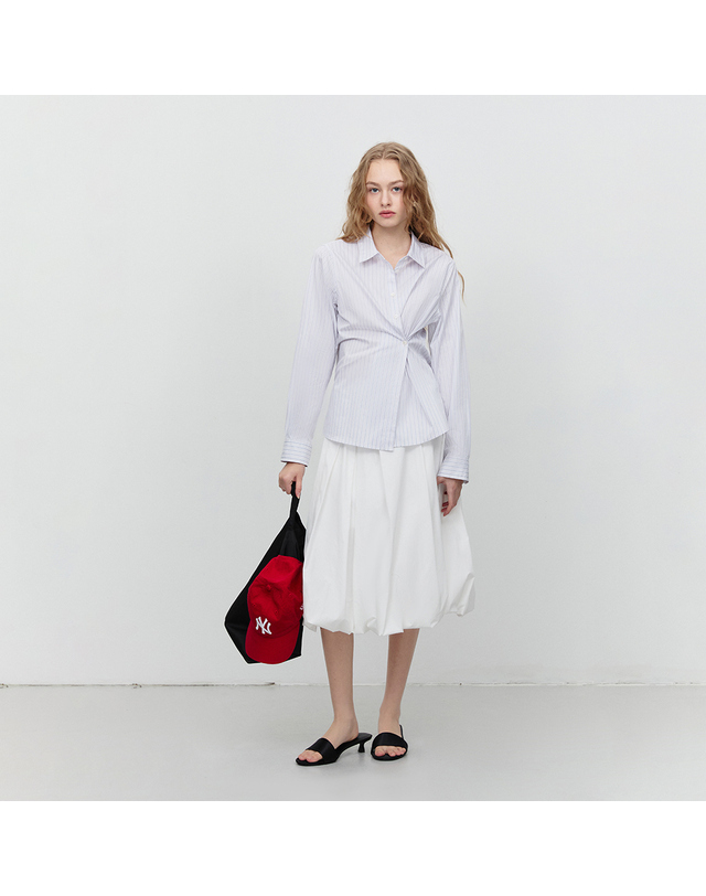 던스트 2-WAY ESSENTIAL STRIPED SHIRT GREY STRIPE_UDSH6A202G2 그레이 착용컷