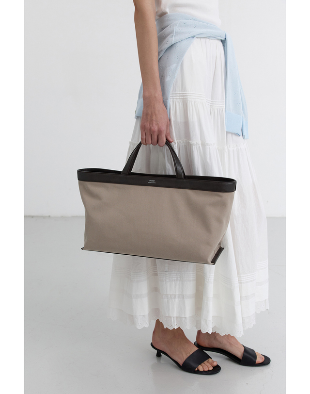 CANVAS LEATHER TOTE BAG BEIGE BROWN_UDBA5E213I1