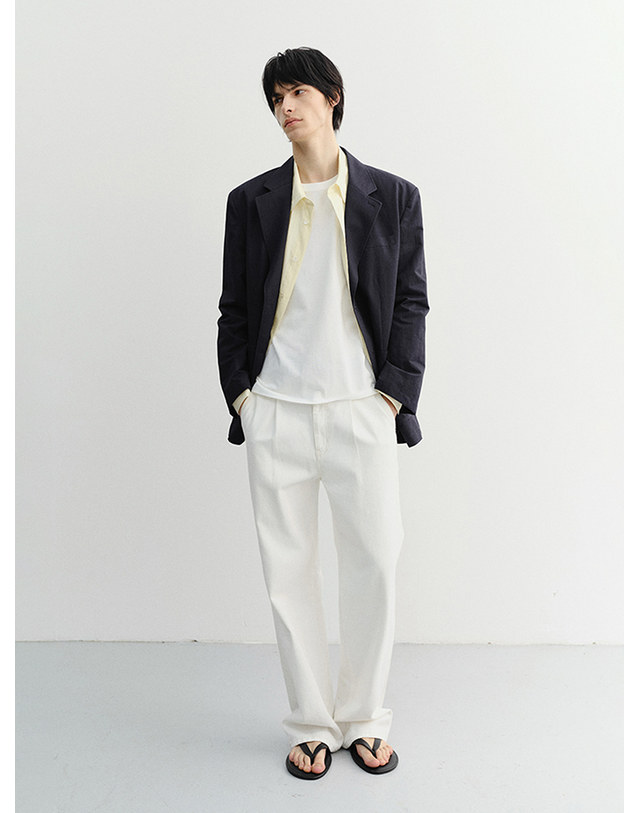 던스트 UNISEX CLASSIC LINEN JACKET NAVY_M_UDJA6B121N2 네이비 착용컷
