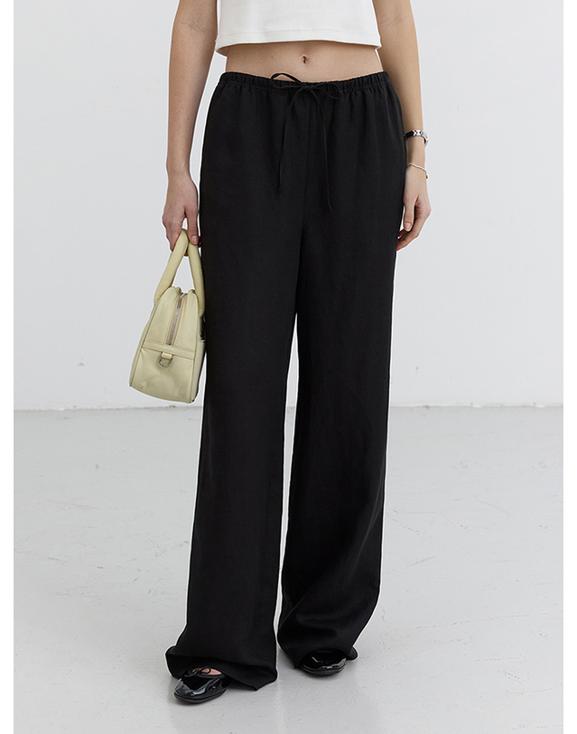 던스트 LINEN BANDING PANTS BLACK_UDPA5B221BK 블랙 착용컷