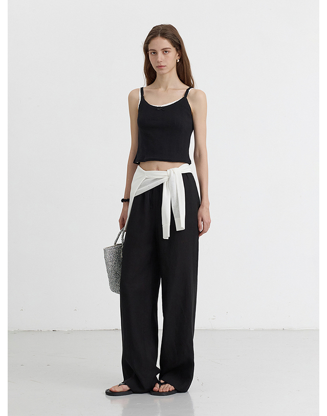 던스트 LINEN BANDING PANTS BLACK_UDPA5B221BK 블랙 착용컷