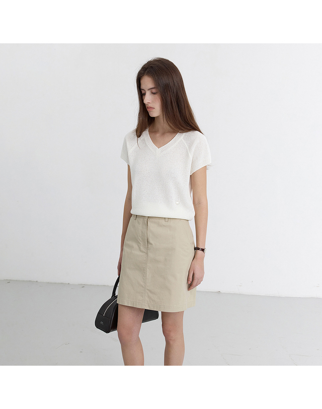 던스트 A-LINE MINI SKIRT LIGHT CREAM BEIGE_UDSK5B227I1 그레이 착용컷