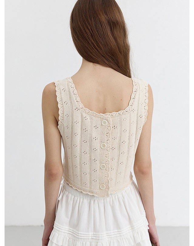 던스트 BUSTIER KNIT TOP CREAM_UDSW5B224CR 아이보리 착용컷