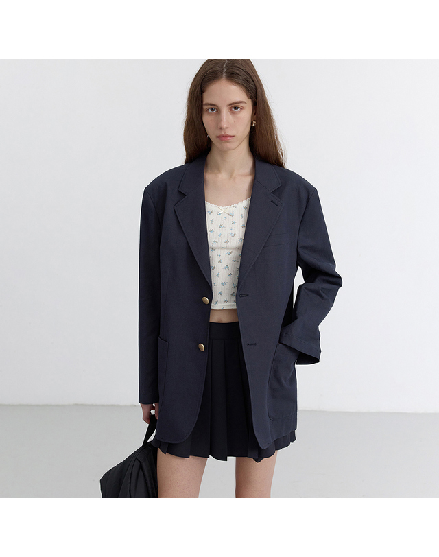 던스트 UNISEX CLASSIC LINEN JACKET NAVY_UDJA6B121N2 네이비 착용컷