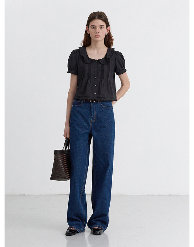던스트 FRILL COLLARED BLOUSE BLACK_UDBL5B225BK 블랙 착용컷