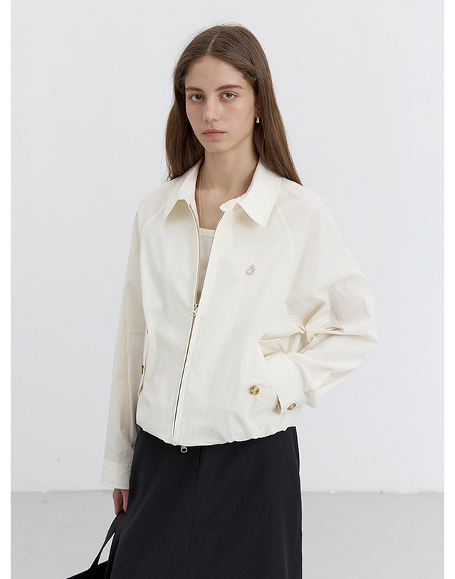 던스트 UNISEX SUMMER HARRINGTON JACKET CREAM STRIPE_UDJU5B122CR 아이보리 착용컷