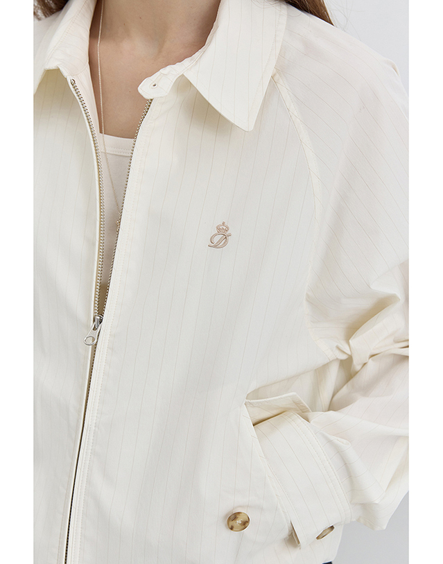 던스트 UNISEX SUMMER HARRINGTON JACKET CREAM STRIPE_UDJU5B122CR 아이보리 착용컷