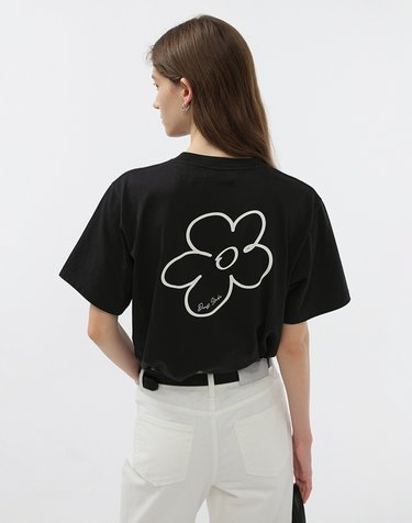 UNISEX DRAWING BLOOM LOGO T-SHIRT BLACK_UDTS5B130BK