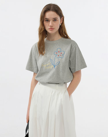 UNISEX DRAWING BLOOM T-SHIRT MELANGE GREY_UDTS5B126G2