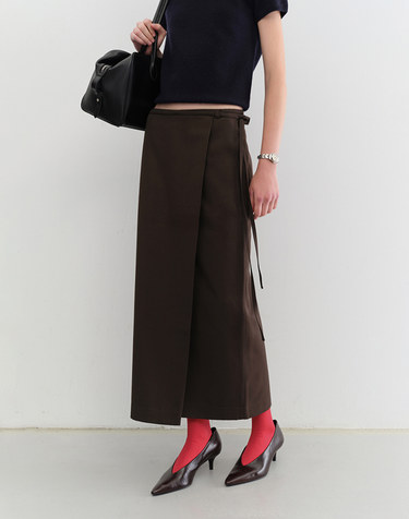 MAXI WRAP SKIRT BROWN_UDSK5C207W2