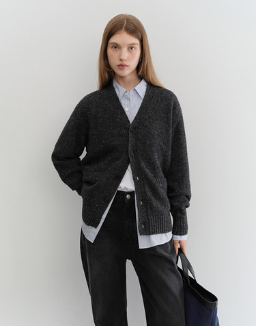 UNISEX BOYFRIEND KNIT CARDIGAN CHARCOAL GREY_UDSW5C103CG