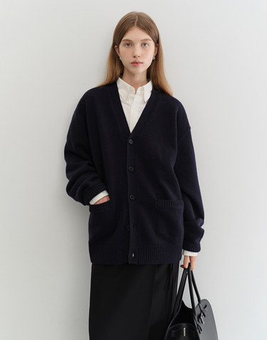 UNISEX BOYFRIEND KNIT CARDIGAN FRENCH NAVY_UDSW5C103N2