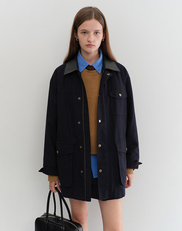 UNISEX VINTAGE HALF WORK JACKET DARK NAVY_UDJU5C110N3