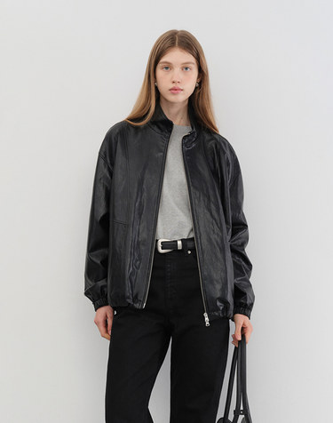 UNISEX ALTER-LEATHER WIND BREAKER BLACK_UDJU5C105BK