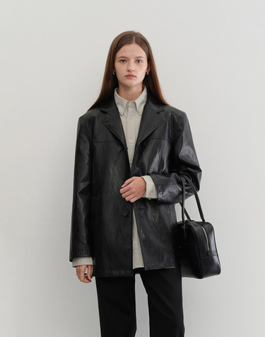 UNISEX ALTER-LEATHER HALF JACKET BLACK_UDJA5C110BK