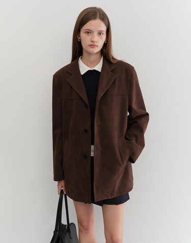 UNISEX ALTER-SUEDE HALF JACKET BROWN_UDJA5C110W2
