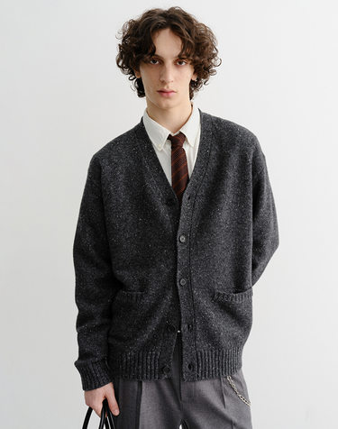 UNISEX BOYFRIEND KNIT CARDIGAN CHARCOAL GREY_M_UDSW5C103CG