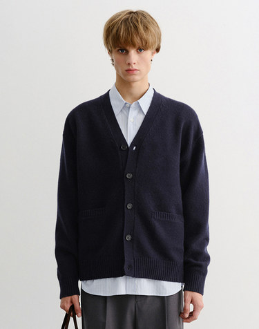 UNISEX BOYFRIEND KNIT CARDIGAN FRENCH NAVY_M_UDSW5C103N2