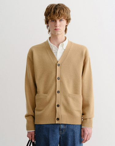 UNISEX BOYFRIEND KNIT CARDIGAN CAMEL_M_UDSW5C103CM