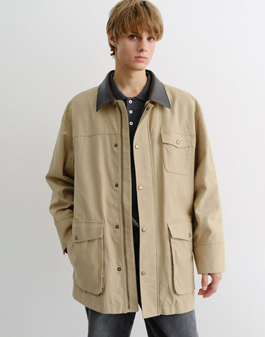 UNISEX VINTAGE HALF WORK JACKET BEIGE_M_UDJU5C110I2
