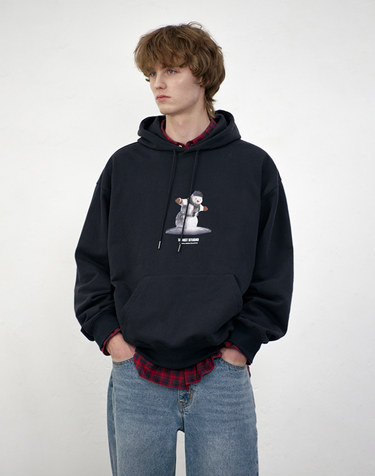 UNISEX HOLIDAY SNOWMAN HOODIE FRENCH NAVY_M_UDTS5C109N2