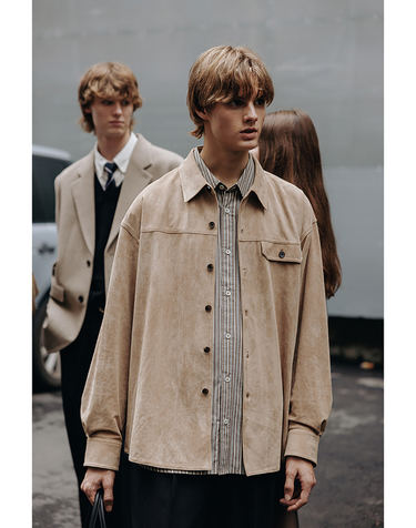 UNISEX ALTER-SUEDE SHIRT BEIGE_M_UDSH5C105I2