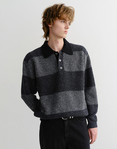 UNISEX CHUNKY RUGBY SWEATER GREY CHARCOAL GREY_M_UDSW5C114G2