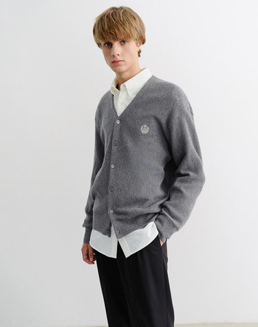 UNISEX ESSENTIAL LOGO KNIT CARDIGAN MELANGE GREY_M_UDSW5C102G2