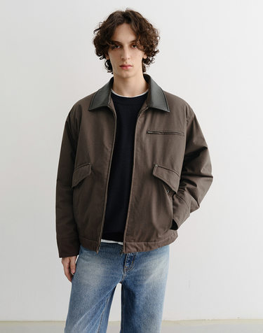UNISEX VINTAGE PADDED WORK JACKET KHAKI BROWN_M_UDJU5C108W2