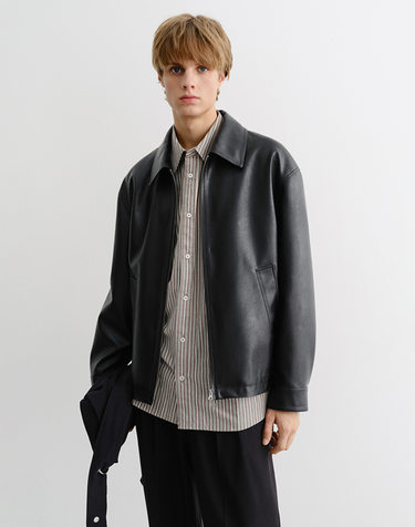 UNISEX ALTER-LEATHER ZIP-UP BLOUSON BLACK_M_UDJU5C106BK