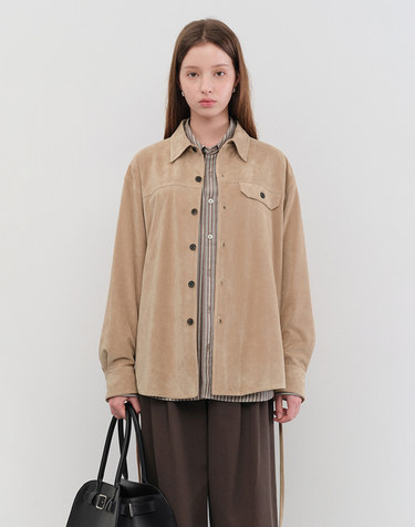 UNISEX ALTER-SUEDE SHIRT BEIGE_UDSH5C105I2