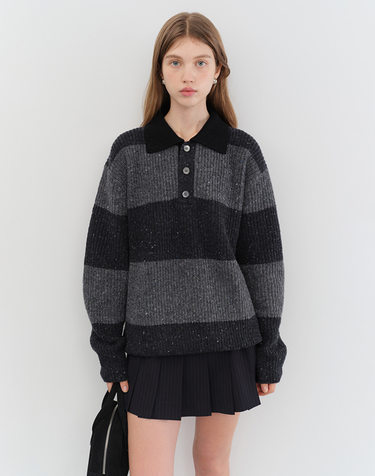 UNISEX CHUNKY RUGBY SWEATER GREY CHARCOAL GREY_UDSW5C114G2